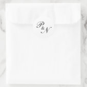 Elegant Classy Black en White Monogram Wedding Ronde Sticker (Tas)