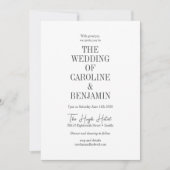 Elegant Classy Black en White Serif Wedding Kaart (Voorkant)