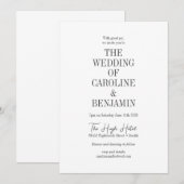 Elegant Classy Black en White Serif Wedding Kaart (Voorkant / Achterkant)