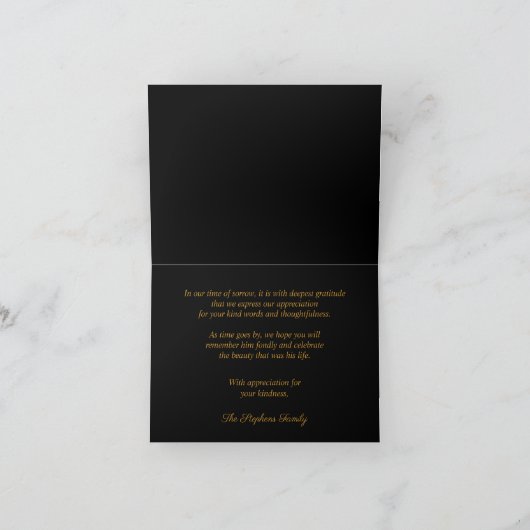 Elegant Classy Black | Gold Bereavement Bedankkaart (Binnen)