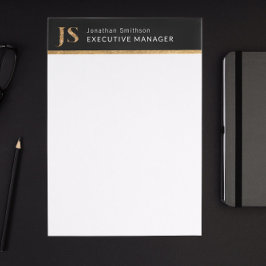 Elegant Classy Black & Gold-gepersonaliseerd monog Briefhoofd