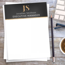 Elegant Classy Black & Gold-gepersonaliseerd monog Briefhoofd