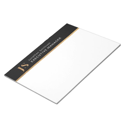 Elegant Classy Black & Gold-gepersonaliseerd monog Notitieblok (Schuin)