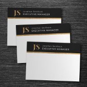 Elegant Classy Black & Gold-gepersonaliseerd monog Notitiekaartje