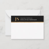 Elegant Classy Black & Gold-gepersonaliseerd monog Notitiekaartje (Voorkant)