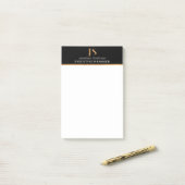 Elegant Classy Black & Gold-gepersonaliseerd monog Post-it® Notes (Op bureau)