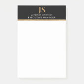 Elegant Classy Black & Gold-gepersonaliseerd monog Post-it® Notes (Voorkant)