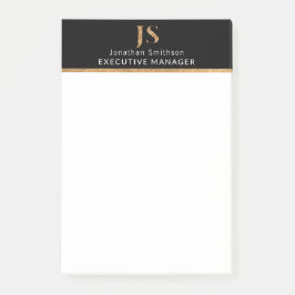 Elegant Classy Black & Gold-gepersonaliseerd monog Post-it® Notes