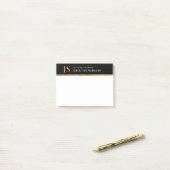 Elegant Classy Black & Gold-gepersonaliseerd monog Post-it® Notes (Op bureau)