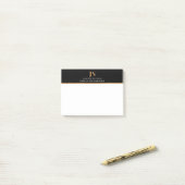 Elegant Classy Black & Gold-gepersonaliseerd monog Post-it® Notes (Op bureau)