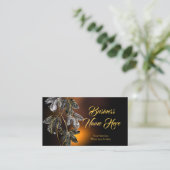 Elegant Classy Black Gold Leaves Bronze Glow Visitekaartje (Staand voorkant)