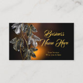 Elegant Classy Black Gold Leaves Bronze Glow Visitekaartje (Voorkant)