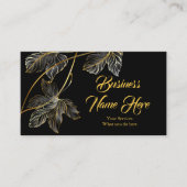 Elegant Classy Black Gold Leaves Visitekaartje (Voorkant)