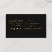 Elegant Classy Black Gold Peacock Real Estate Visitekaartje (Achterkant)