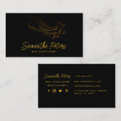 Elegant Classy Black Gold Peacock Real Estate Visitekaartje (Voorkant / Achterkant)