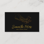 Elegant Classy Black Gold Peacock Real Estate Visitekaartje (Voorkant)