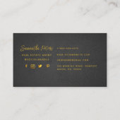 Elegant Classy Black Gold Pineapple Real Estate Visitekaartje (Achterkant)