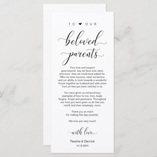 Elegant Classy Black, plaats instellen Dank je kaa Programmakaart (Voorkant / Achterkant)