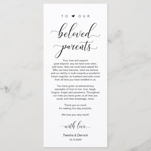 Elegant Classy Black, plaats instellen Dank je kaa Programmakaart (Voorkant)