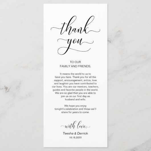 Elegant Classy Black, plaats instellen Dank je kaa Programmakaart (Voorkant)