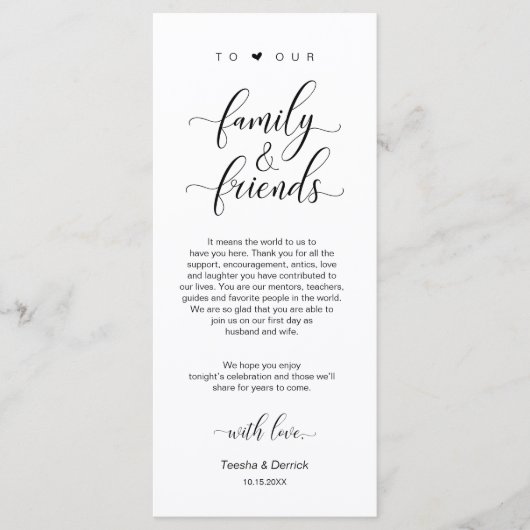 Elegant Classy Black, plaats instellen Dank je kaa Programmakaart (Voorkant)