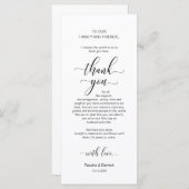 Elegant Classy Black, plaats-instelling bedankt ka Programmakaart (Voorkant / Achterkant)