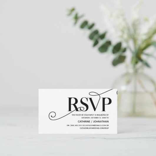 Elegant Classy, Black Script, RSVP reageren Informatiekaartje (Staand voorkant)