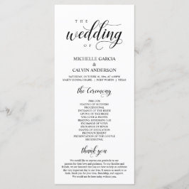 Elegant Classy, Black script, Wedding Ceremony Pro Programmakaart