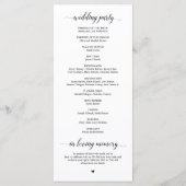 Elegant Classy, Black script, Wedding Ceremony Programmakaart (Achterkant)