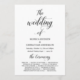 Elegant Classy, Black script, Wedding Ceremony Programmakaart