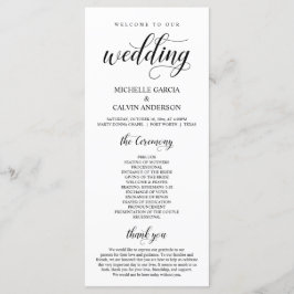 Elegant Classy, Black script, Wedding Ceremony Programmakaart