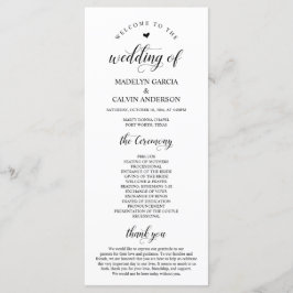 Elegant Classy, Black script, Wedding Ceremony Programmakaart