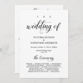 Elegant Classy, Black script, Wedding Ceremony Programmakaart (Voorkant / Achterkant)