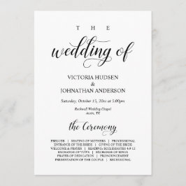 Elegant Classy, Black script, Wedding Ceremony Programmakaart