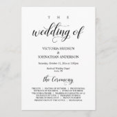 Elegant Classy, Black script, Wedding Ceremony Programmakaart (Voorkant)