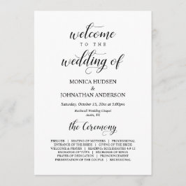 Elegant Classy, Black script, Wedding Ceremony Programmakaart
