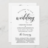 Elegant Classy, Black script, Wedding Ceremony Programmakaart (Voorkant / Achterkant)