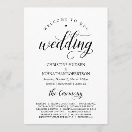 Elegant Classy, Black script, Wedding Ceremony Programmakaart