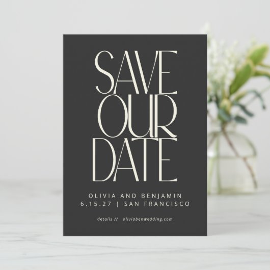 Elegant Classy Black Simple Modern Trendy Photo Save The Date (Staand voorkant)