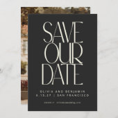 Elegant Classy Black Simple Modern Trendy Photo Save The Date (Voorkant / Achterkant)