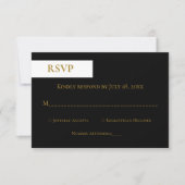Elegant Classy Black White Gold Monogram Weddensch RSVP Kaartje (Voorkant)