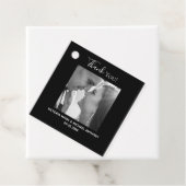 Elegant Classy Black White Photo Weddenschap Harte Bedankjes Labels (In situ)