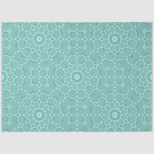 Elegant Classy Blauwgroen Mosaic Geometric Pattern Tissuepapier (Voorkant)