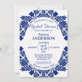 Elegant Classy Bloemen Blauw en Wit Vrijgezellenfe Kaart (Voorkant)