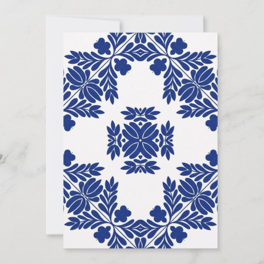 Elegant Classy Bloemen Blauw en Wit Vrijgezellenfe Kaart (Achterkant)