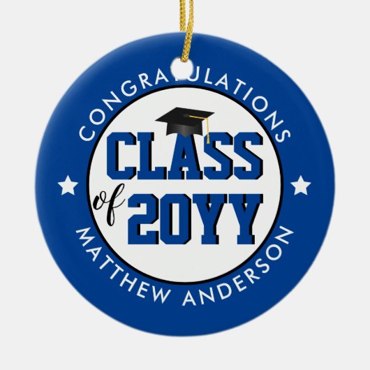 Elegant Classy Blue Class of 2023 Afstuderen Keramisch Ornament (Voorkant)