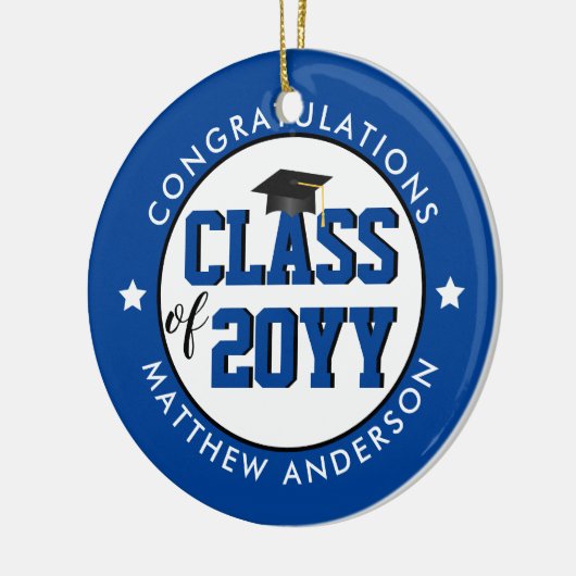 Elegant Classy Blue Class of 2023 Afstuderen Keramisch Ornament (Links)