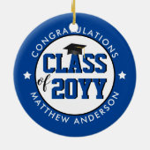 Elegant Classy Blue Class of 2023 Afstuderen Keramisch Ornament (Achterkant)