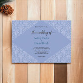 Elegant Classy Blue Damask Script Formele bruiloft Kaart