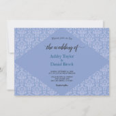 Elegant Classy Blue Damask Script Formele bruiloft Kaart (Voorkant)
